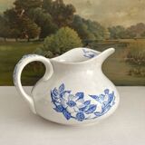 Antique chubby ironstone jug with floral and bird decoration