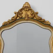 Small Louis XV Style Gilt Mirror with Green and Cream Frame, Italy, 20th Ce