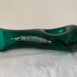 Vase vert en verre à creux hauteur 29 cm