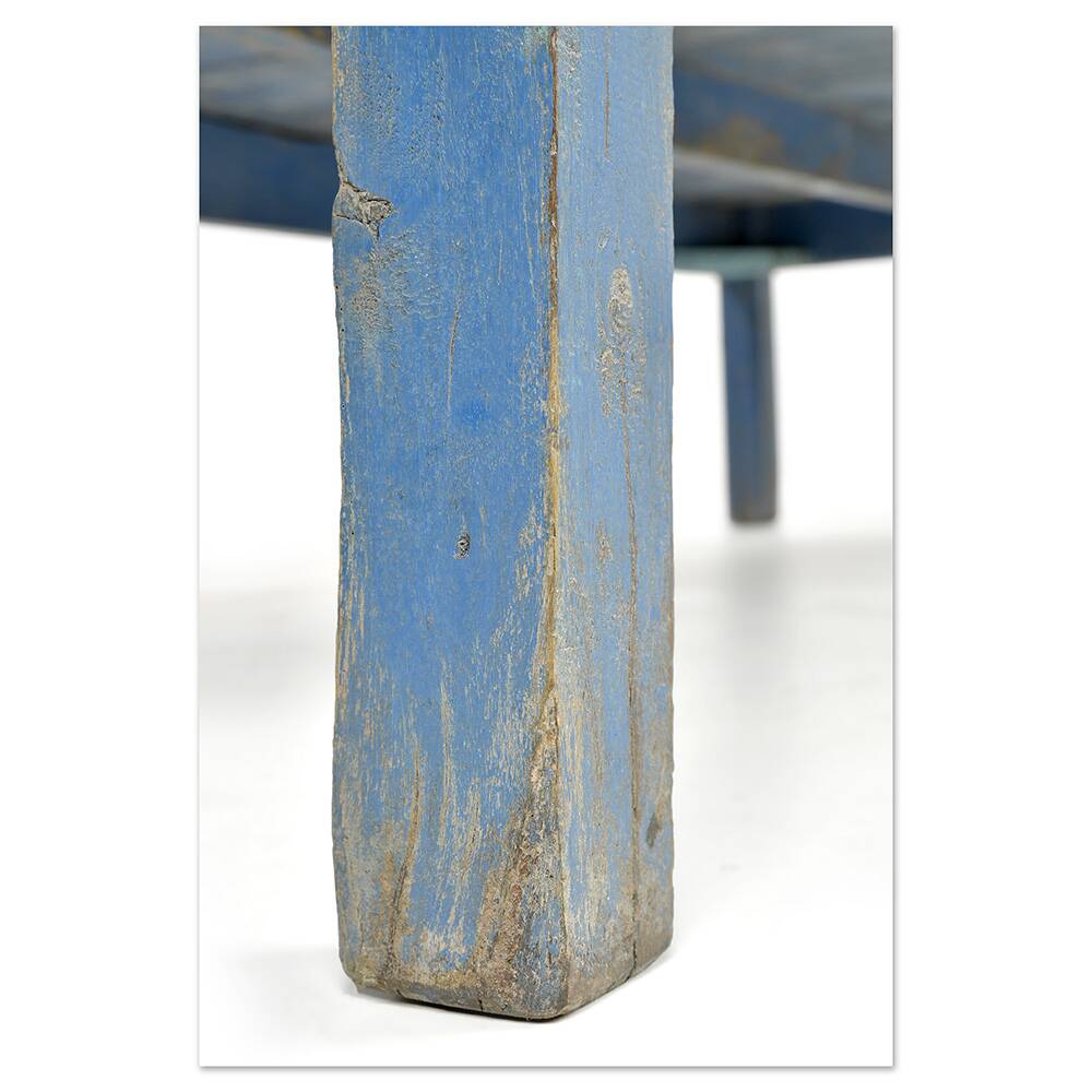 Antique coffee table with blue patina
