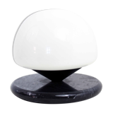 Mushroom lamp in marble and opaline glass