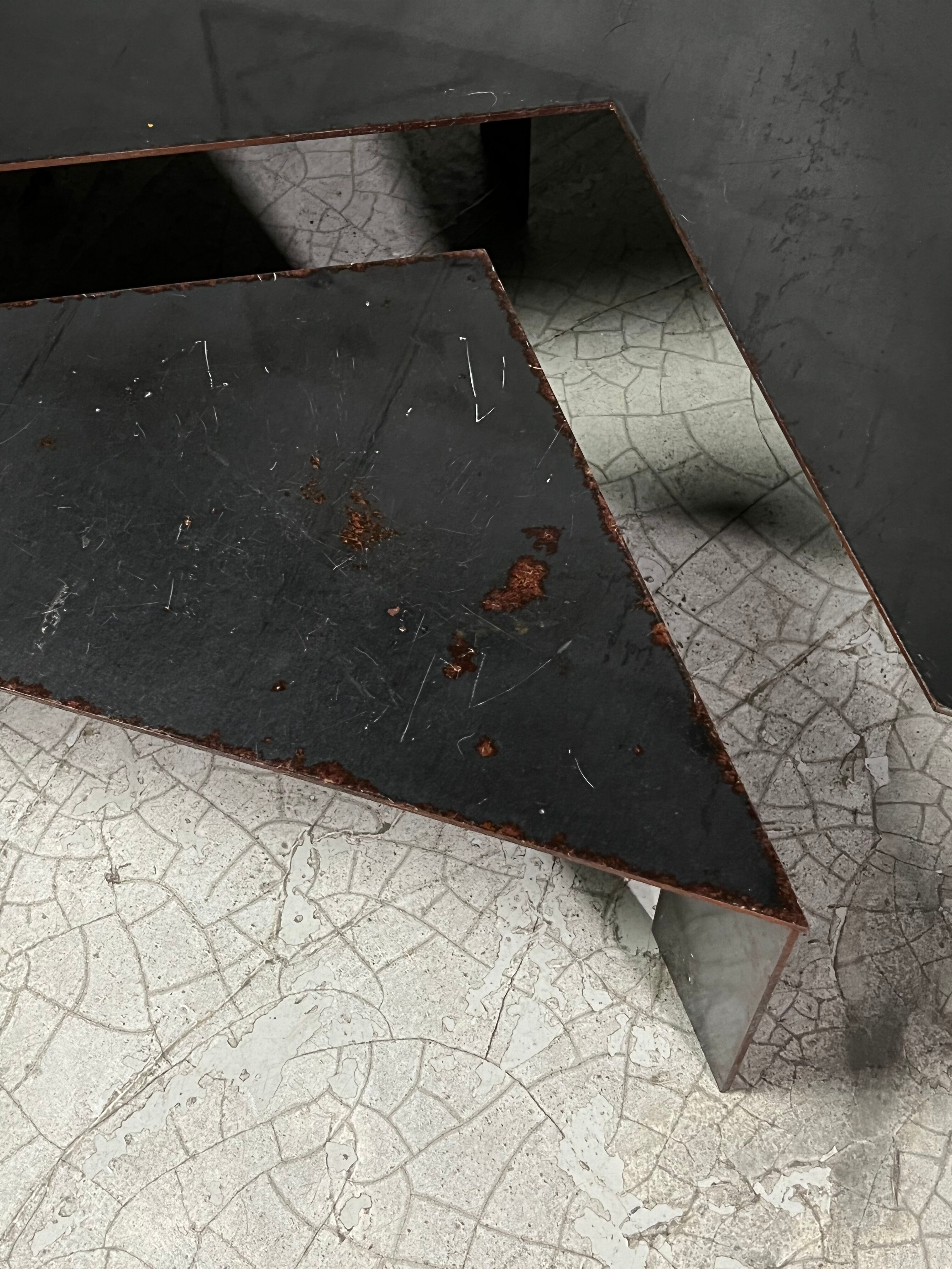 80s steel coffee table
