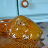 Vintage yellow enamelled rabbit terrine