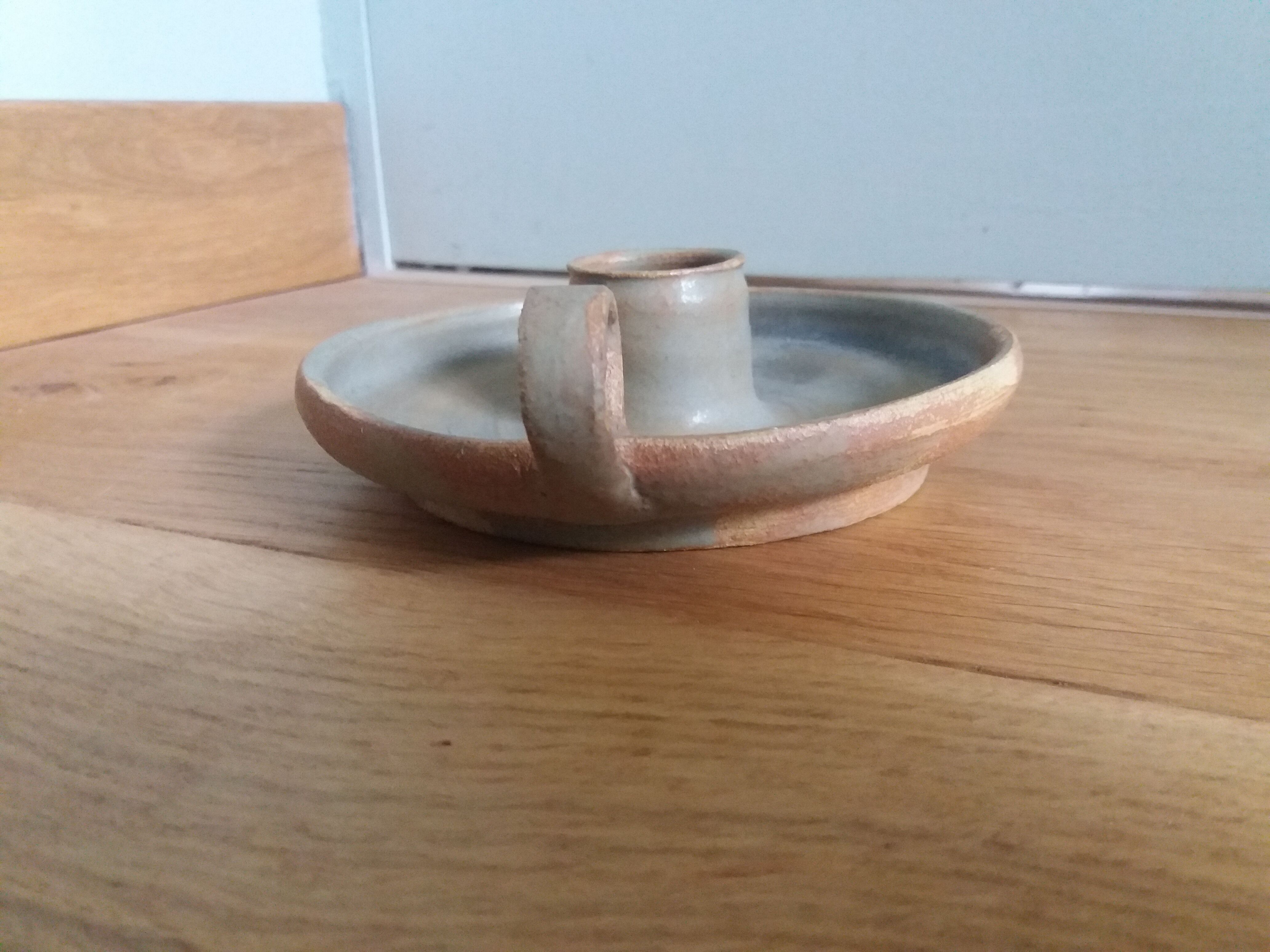 Ceramic cellar rat candle holder signed