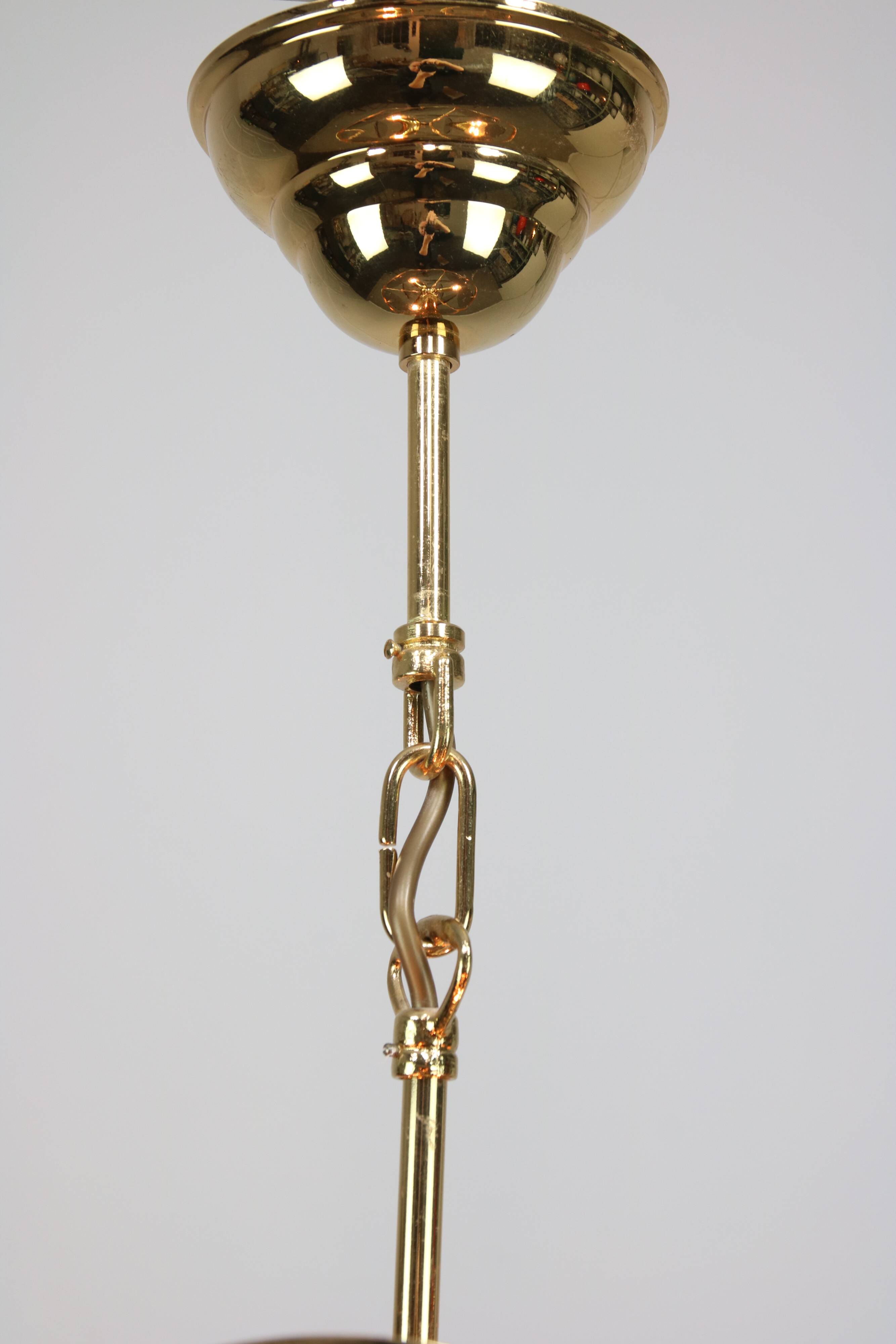 Vintage Vistosi Chandelier: Gold & Smoked Glass, Italian Mid-Century Lighti