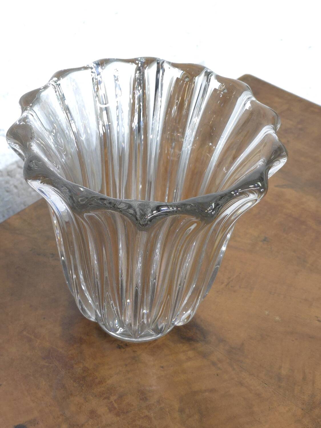 Molded crystal vase Pierre d'Avesn (Pierre Girre) 1940s