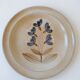 Flat plate in Marais sandstone France beige with blue, white and brown floral decoration