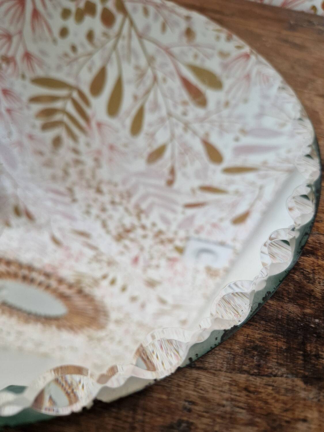 Solid wood letters vintage round beveled mirror