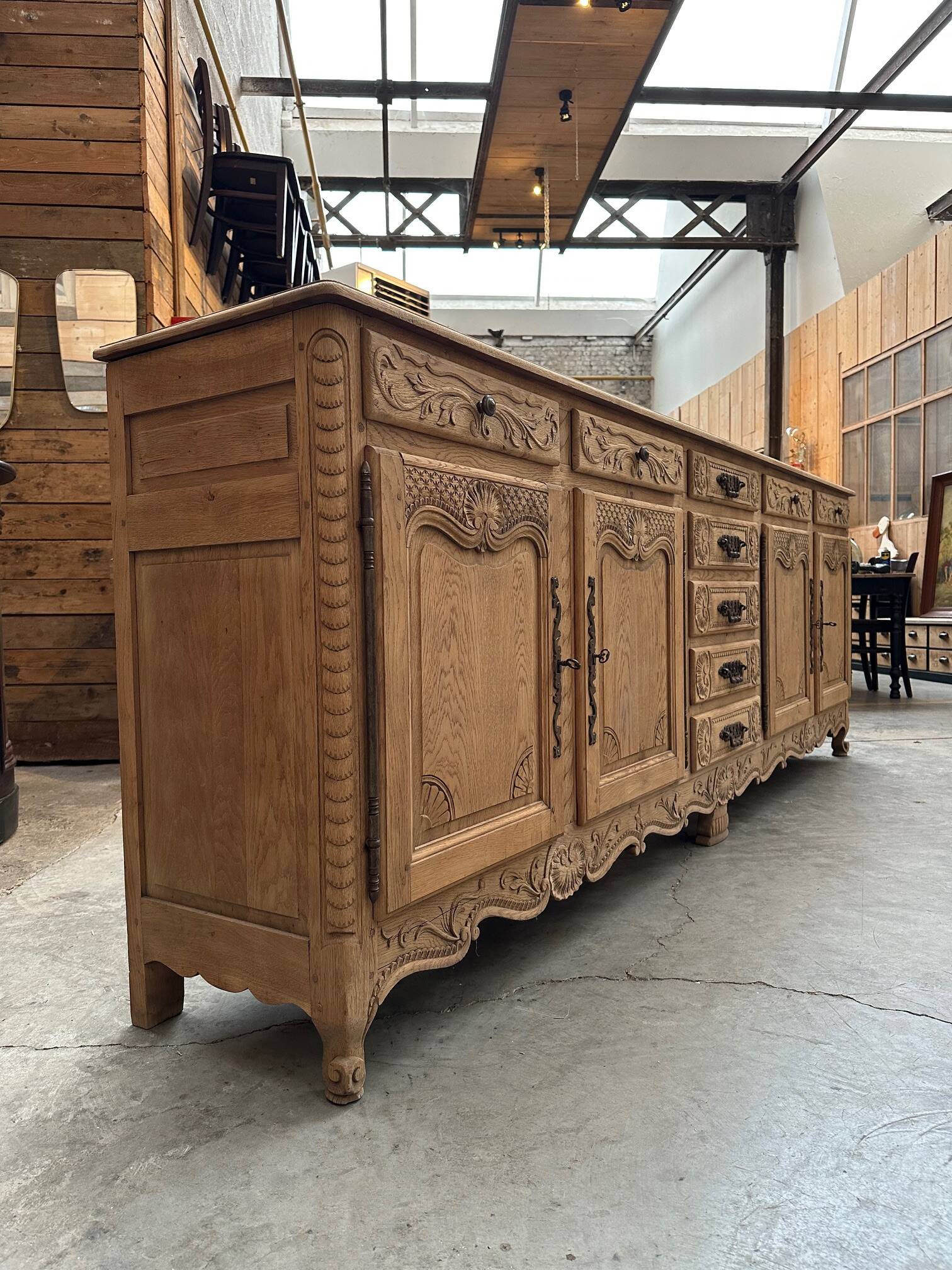Huge mid-20th century sideboard in solid oak