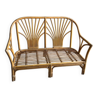 Two-seater rattan sofa