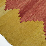 Area kilim rug 6.9x5 ft 210x153 cm yellow red floor rugs vintage rug decorativ
