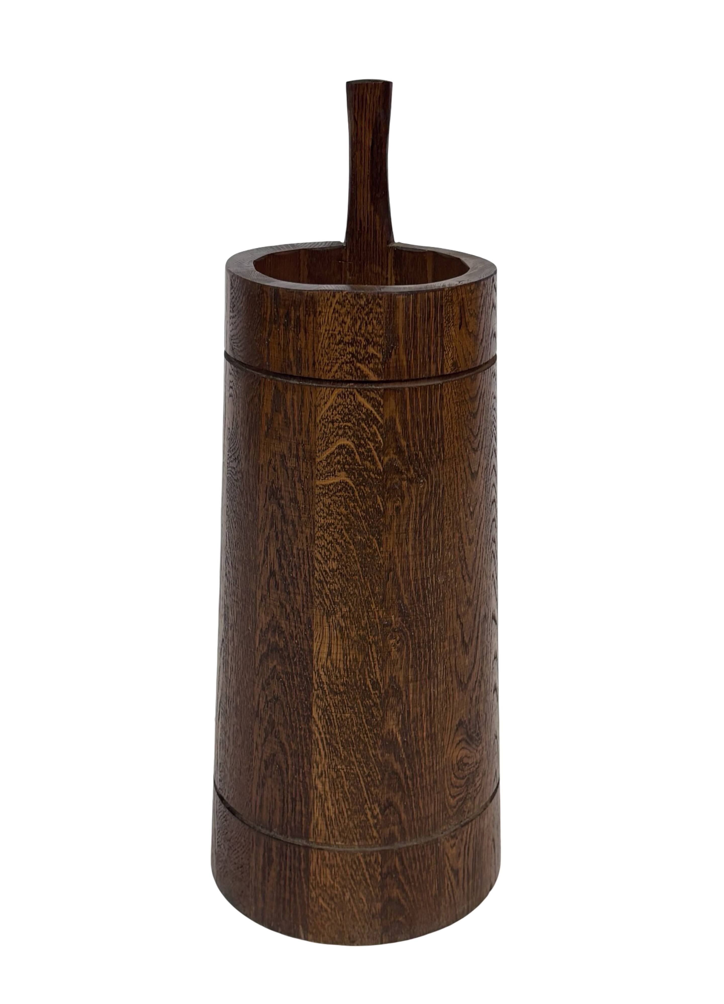 Vintage umbrella stand holder oak basket storage design 60's minimalist