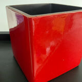 Duo cache pots vintage cubes en céramique émaillée