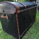 Carriage trunk leather wicker brass linen