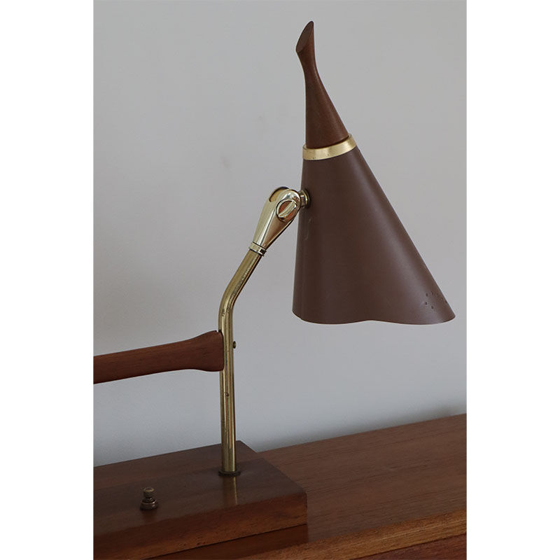 Vintage desk lamp double casserole in metal and brass, 1960