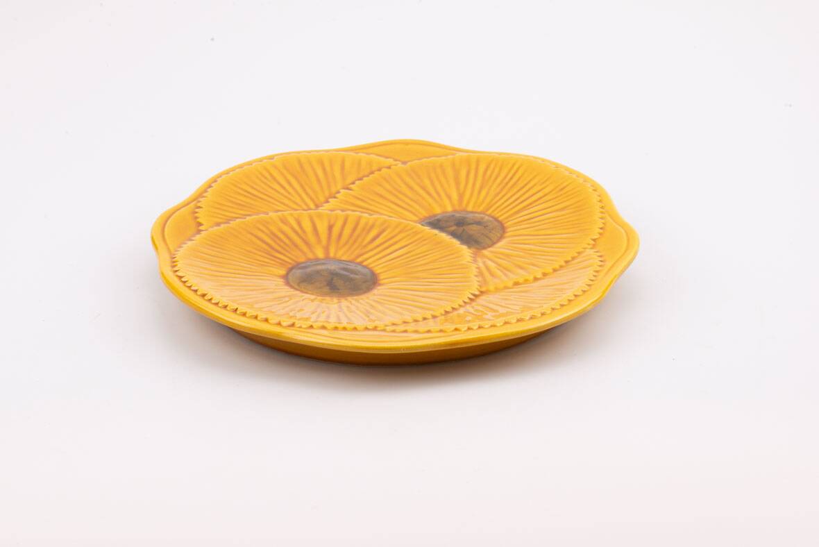 Vintage Vallauris ceramic plate - 1960s yellow floral design