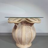 Table d'appoint en roseau fendu / roseau crayon / rotin / cloche en bambou.