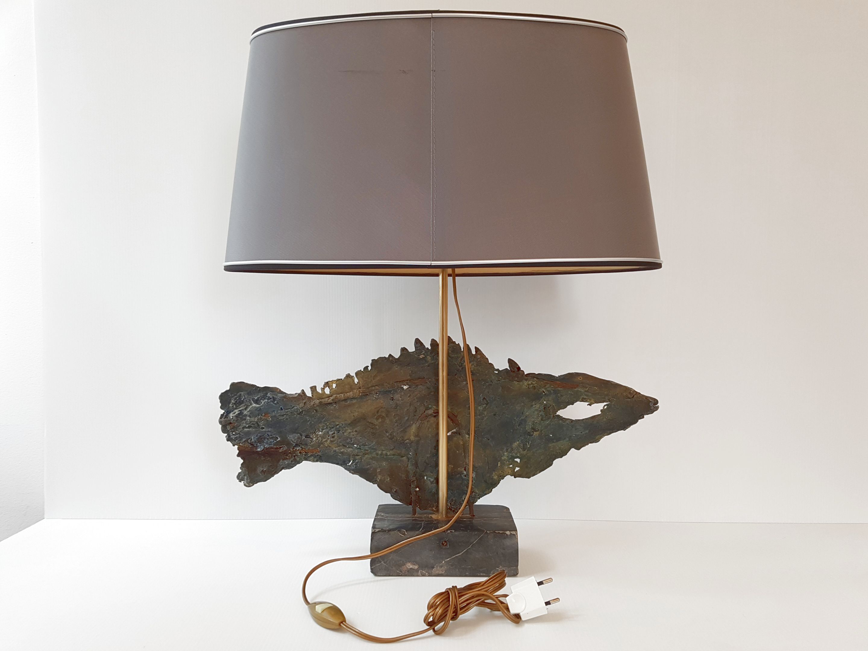 Table lamp in bronze & marble 1970