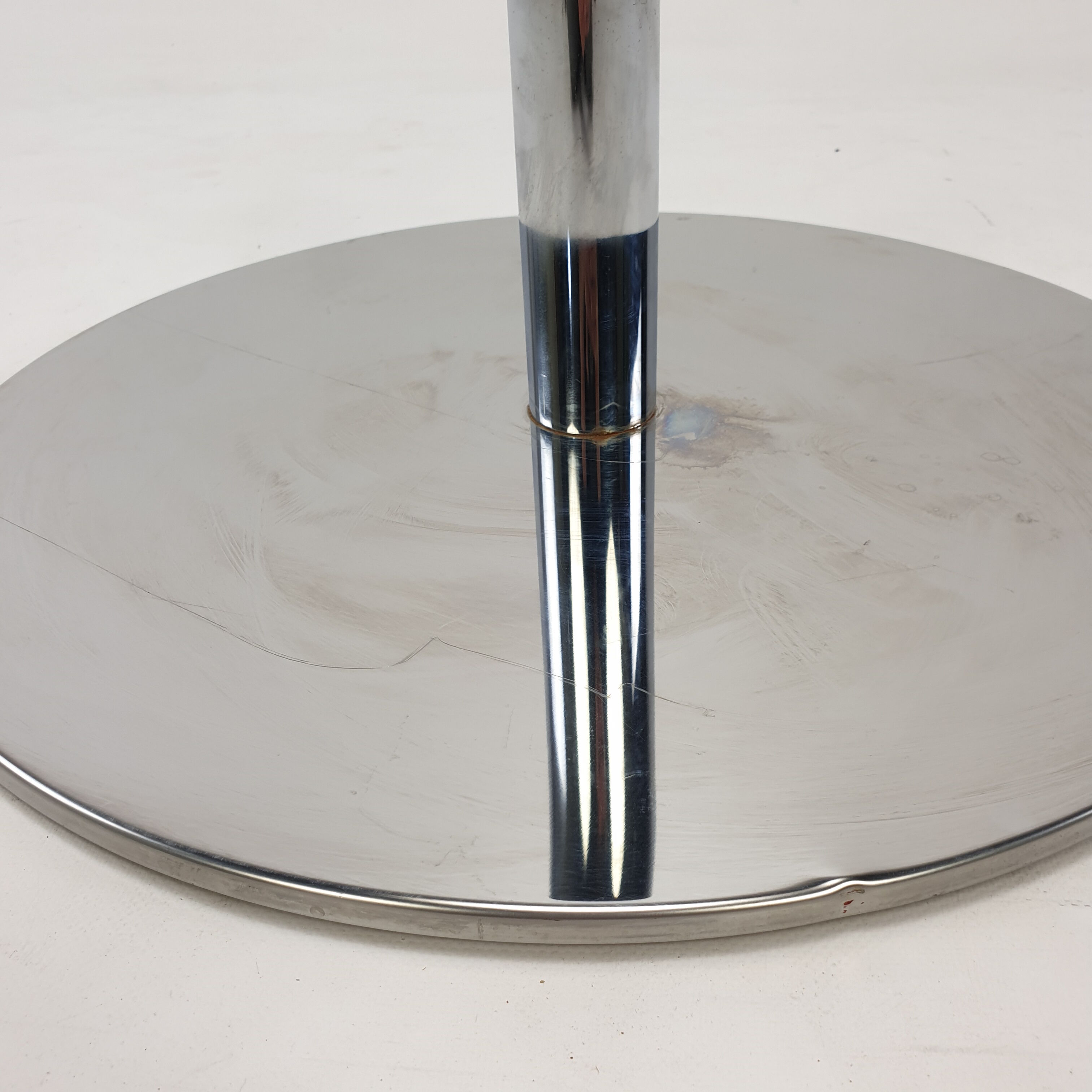 Mid century italian flower table chrome and glass, 1980s