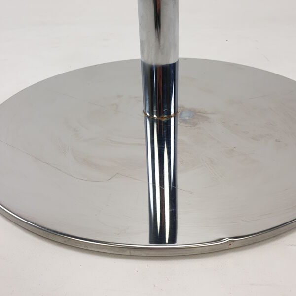 Table à fleurs italiennes du milieu du siècle chrome et verre, années 1980