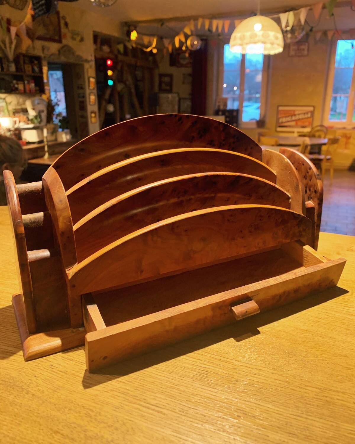 Mail holder in thuja, Art Deco style