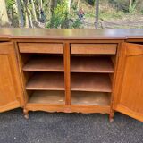 Light solid wood enfilade with Louis XV marquetry from the 20th century, 227cm.