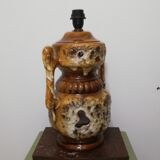 Pied de lampe vintage double éclairage en grès et céramique