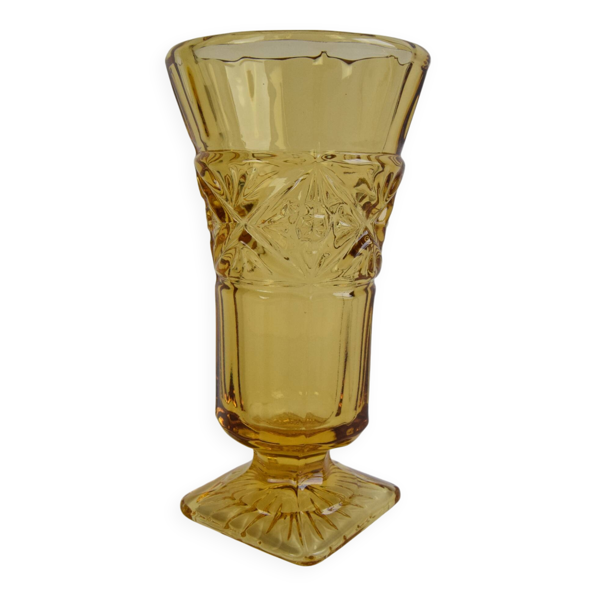 Art Deco Amber Glass Vase, 1940's.
