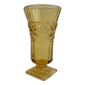 Art Deco Amber Glass Vase, 1940's.