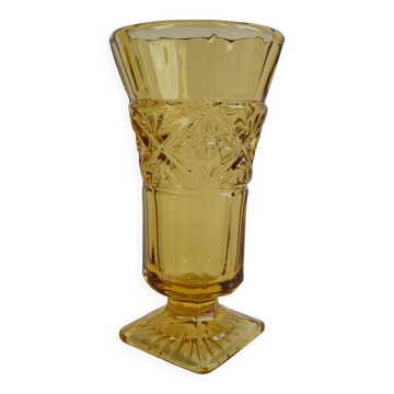 Art Deco Amber Glass Vase, 1940's.