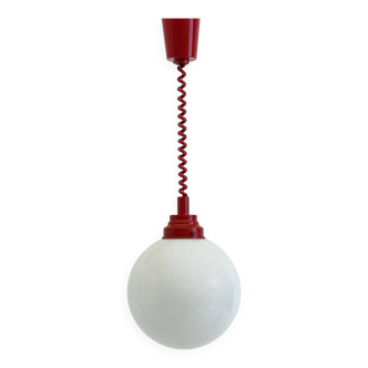 Suspension opaline Space Age avec cordon rouge