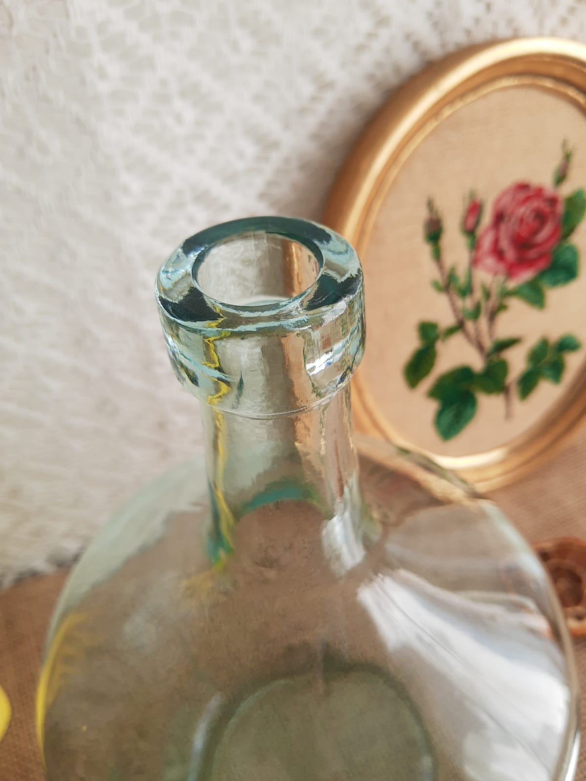 Demijohn in vintage transparent glass