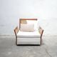Fauteuil vintage en bois et cannage