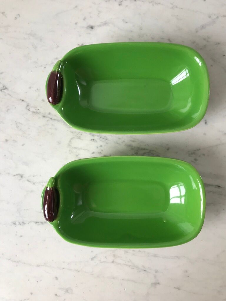 Pair of pocket saint clément model aubergine barbotine years 60-70
