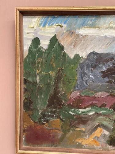 Mid-Century Oil on Canvas "Landscape" by Gunnar G, Vintage & Framed 49x41cm