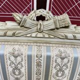 Louis XVI style bench carved with original fabrics and silks