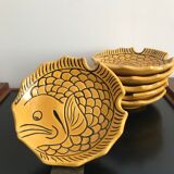 Fish Service set of 6 zoomorphic fish plates Vallauris
