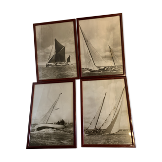 Lot of 4 framed photographs sailboats in black and white