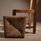 Brutalist Pair of Oak & Rush Chairs | Europe 1960s