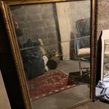 Golden wood mirror