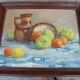 Tableau nature morte : fruits et céramiques orientales