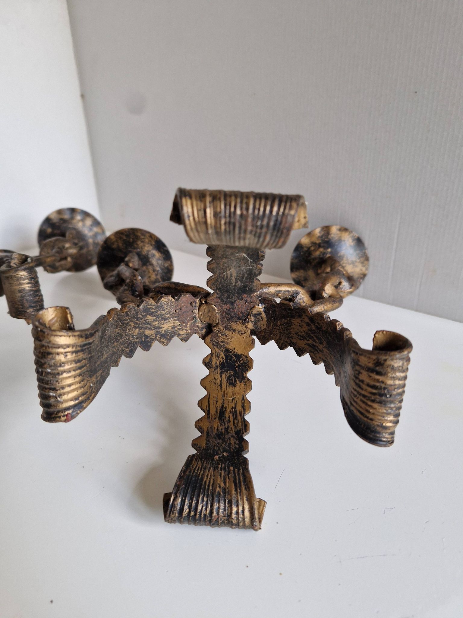 Paire de chandeliers, candélabres brutalistes, années 60-70