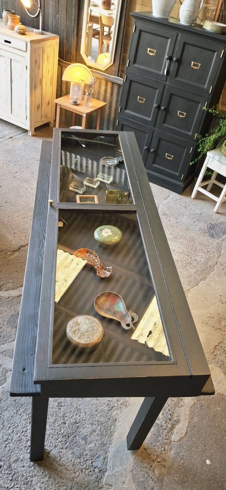 Antique display cabinet on legs