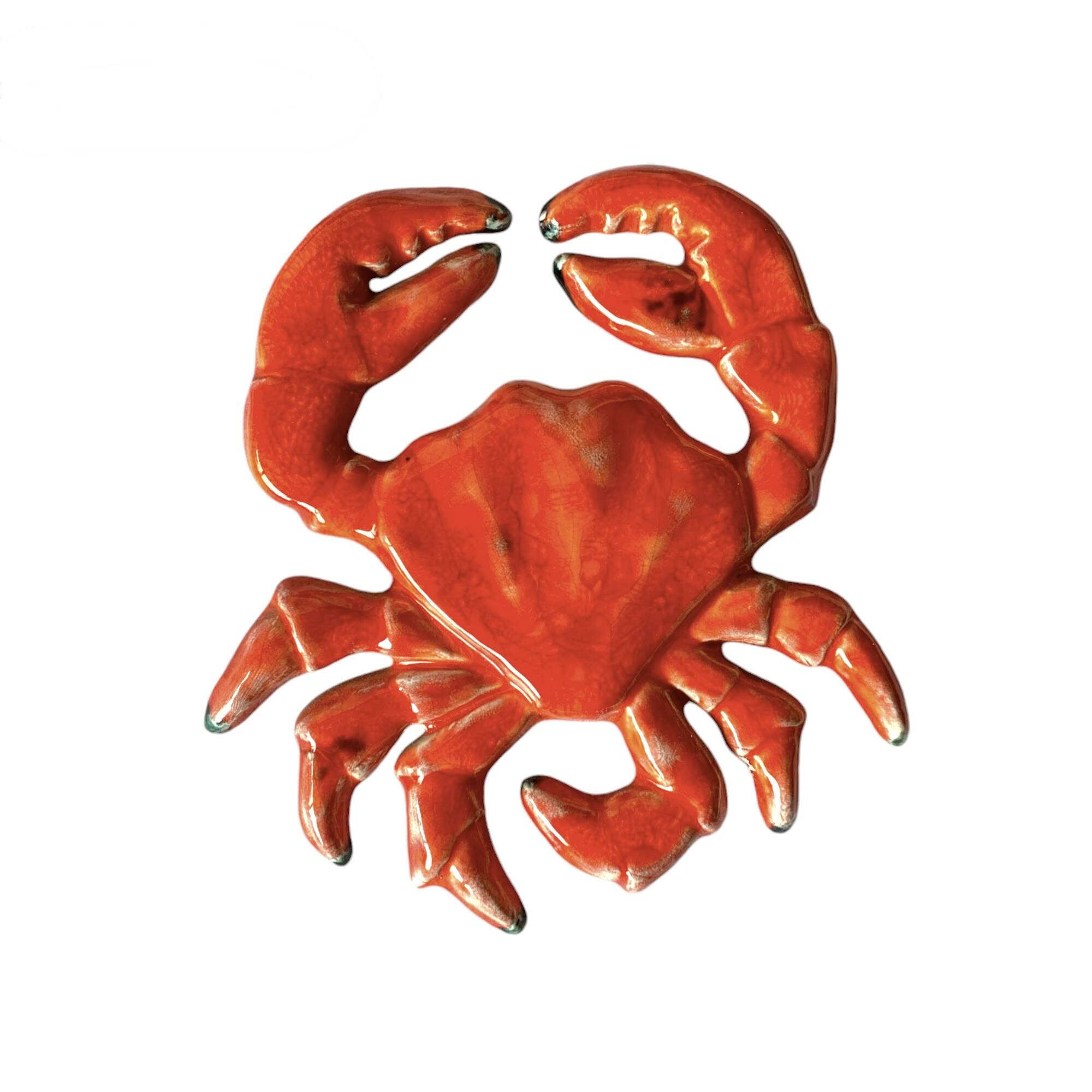 Vintage Red Ceramic Crab Wall Decor