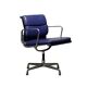 Charles & Ray Eames EA208 Chair in polished aluminum and Indigo blue leather