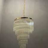 Mid-century italian brass acrylic chandelier lamp