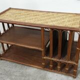 Vintage 1960s wooden and rattan storage coffee table
