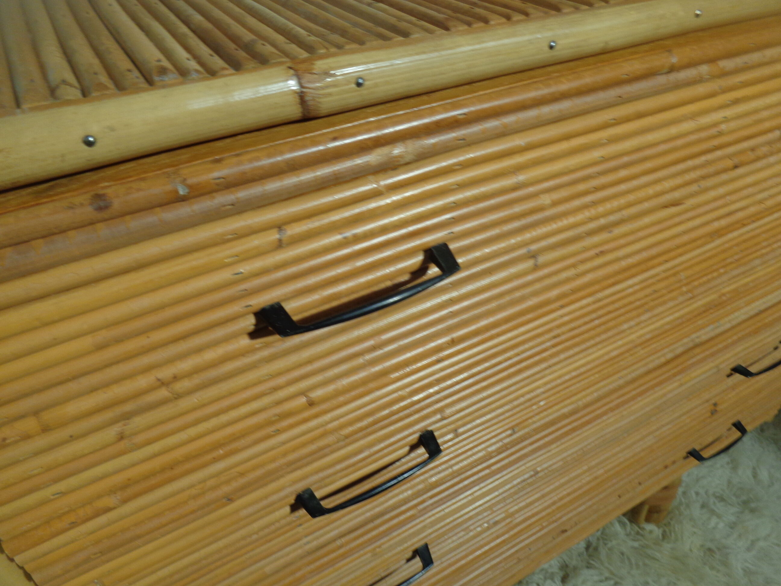 Bamboo and rattan chest of drawers  of the 60s