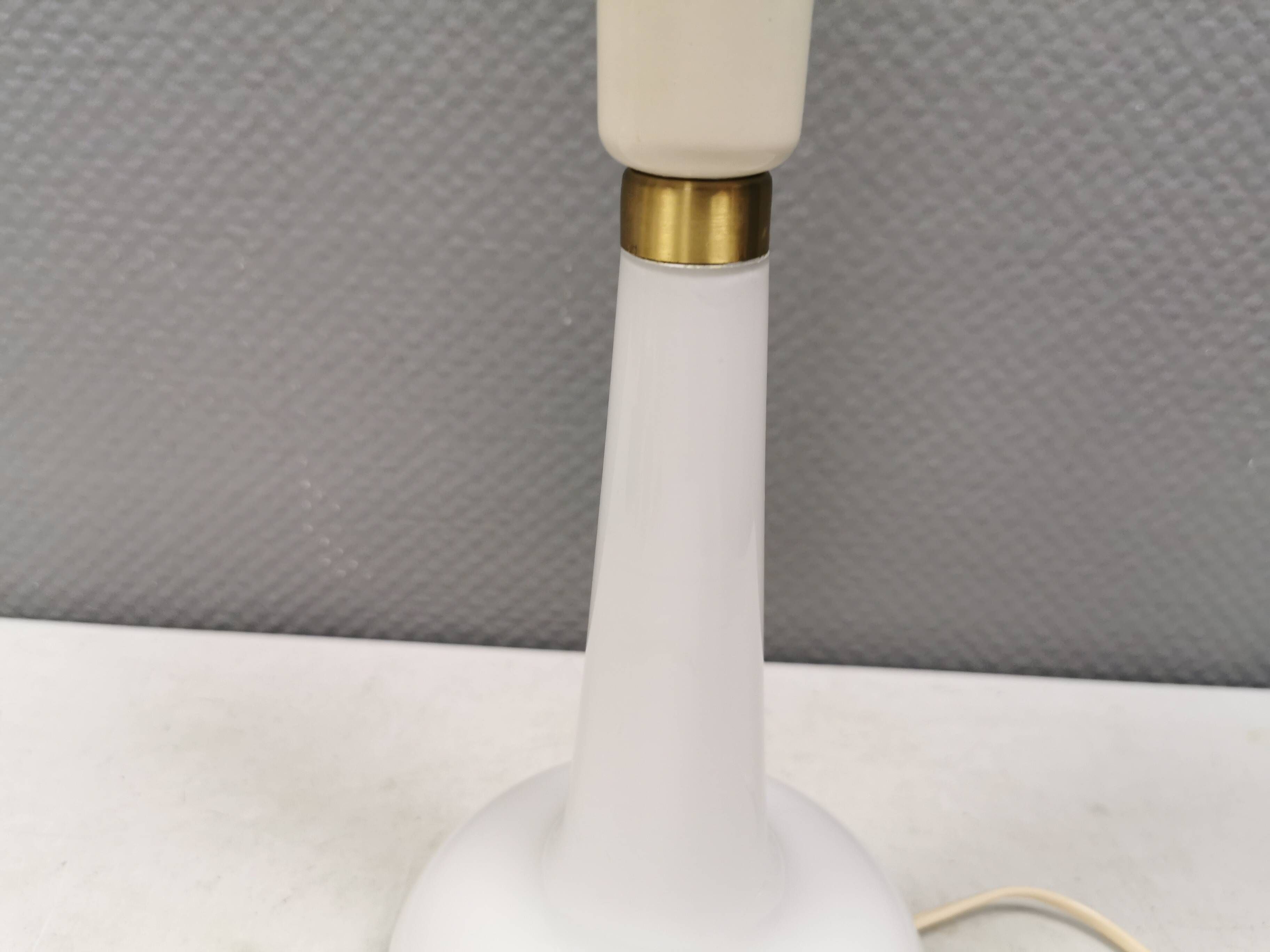 Le Klint Table Lamp, Milky White Opaline Glass, Brass Top, Model 311