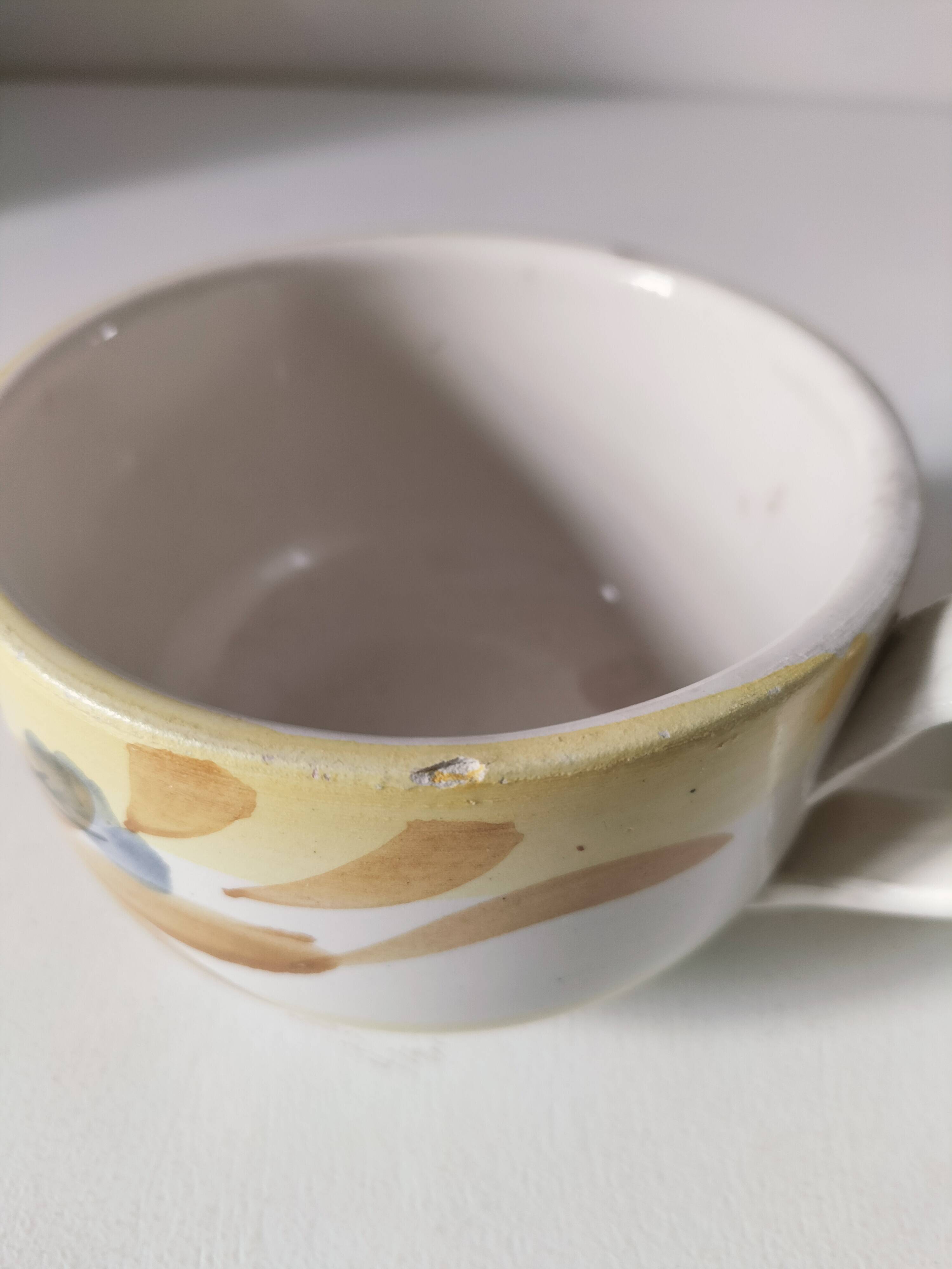 Two large vintage hand-painted mugs – Orange and blue flowers